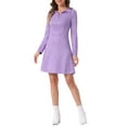thumbnail image 4 of INSPIRE CHIC Women's Faux Suede Lapel Neck Long Sleeve A-Line Dress M Purple, 4 of 6
