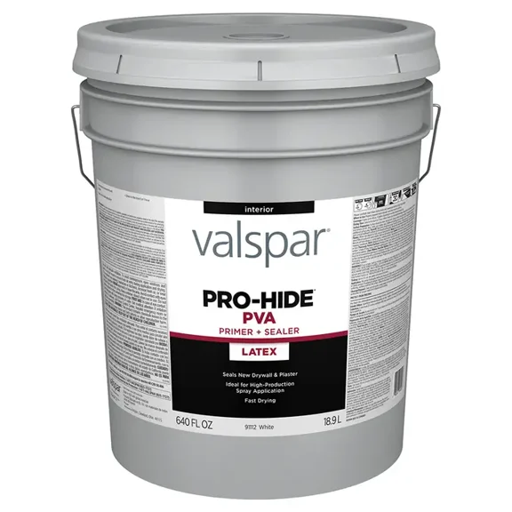 Valspar White PVA Latex Pail Paint Primer, 5 gal