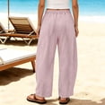 thumbnail image 7 of ZHYou No Boundarie Stripe Pants for Women Drawstring Elastic Waist Wide Leg Lightweight Vacation Casual Trousers with Pockets,Red,Size XL, 7 of 7