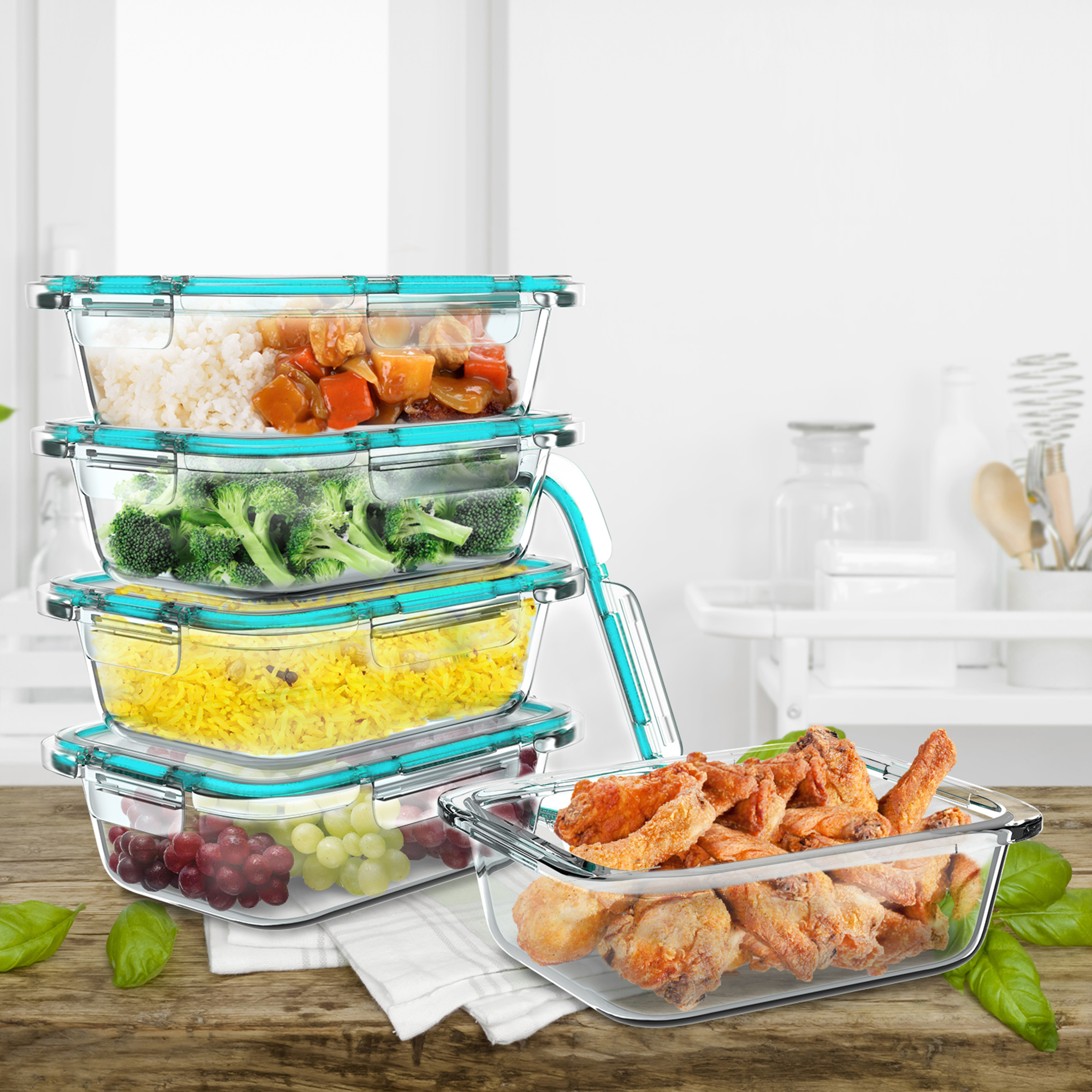 Glass Food Storage Containers 5 One Compartment Portion Control Meal Glass Food Storage Containers 5 One Compartment Portion Control Meal