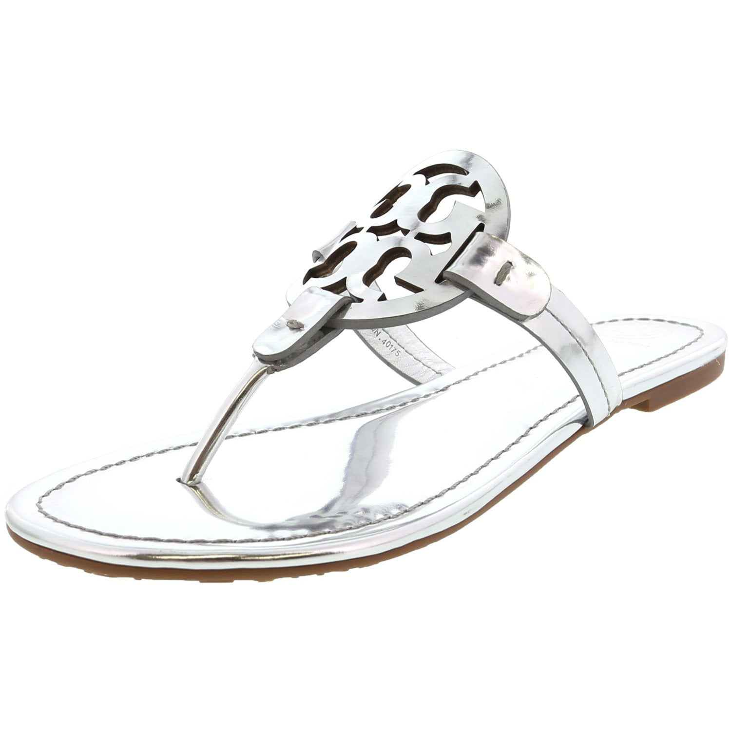 tory burch silver metallic miller sandals