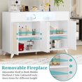 thumbnail image 3 of 47 Inch Modern Entertainment Sideboard with LED Lights & Power Outlet, Rattan & Wood Storage Cabinet, 3 of 8