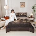 thumbnail image 5 of Homewish Brown Vintage Square Bedding Comforter Set, Boho Aztec Abstract Twin Comforter Sets, Western Old Fashion Reversible Bedding Set, Breathable Home Decor, 2pcs, 5 of 9