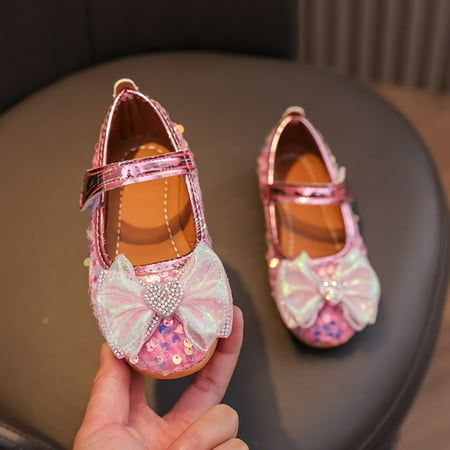 

8QIDA Girls Sandals Size 6.5 Big Kid Girls Sandals Fashionable New Pattern Sequin Bow Decoration Cute Flat Bottomed Comfortable Lightweight Shoes 27