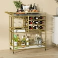 thumbnail image 1 of BENOSS 3-Tier Home Bar Cart with Wine Rack and Glass Cup Storage, Mobile Serving Wine Cart on Wheels, Modern Rolling Drink Trolley for Coffee Tea Wine, Beverage Bar Table for Home Kitchen Party, Black, 1 of 5