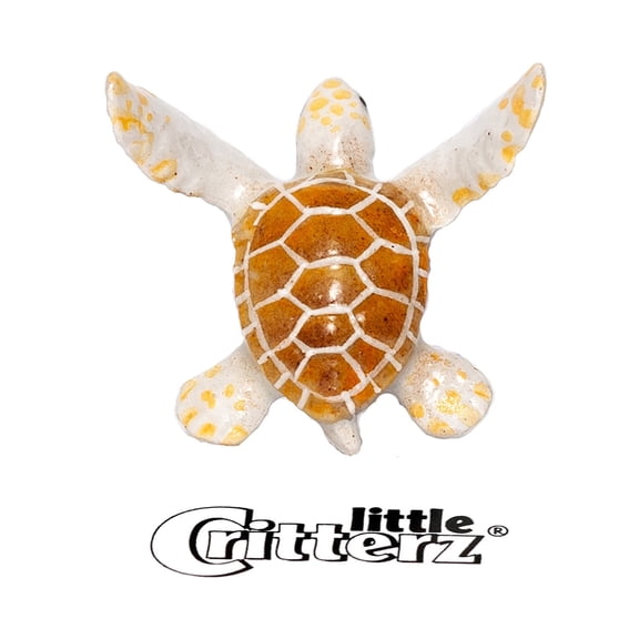 Little Critterz White Loggerhead Sea Turtle "Nimbus" - Handcrafted Home Decor Reptile Decorative Figurine - Miniature Porcelain Figurine