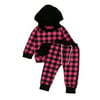Infant Baby Boy Girl Clothes Hooded Plaid Tops Jacket +Pants Outfits 2PCS Set