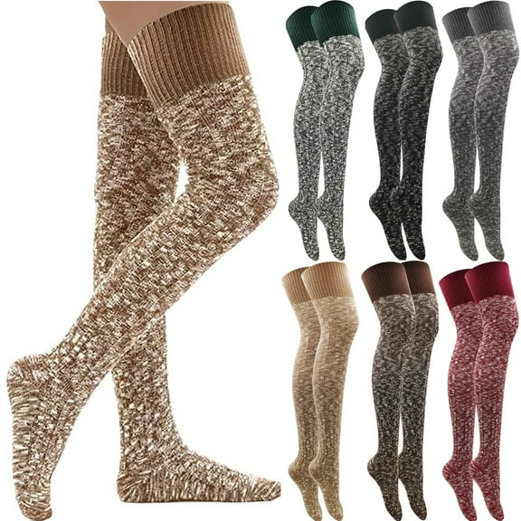 Women's Thigh High Knitted Winter Boot Socks Vintage Extra Long Leg Warmer Over Knee High Stockings