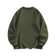 thumbnail image 5 of KeShDi Dress Shirts for Men Oversized Tshirts for Men Men's Solid Color Long Sleeved Round Neck Warm Fleece Pullover Sweatshirt Army Green 3X, 5 of 5