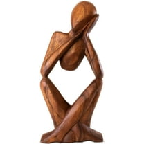 G6 Collection 12" Wooden Handmade Abstract Sculpture Statue Handcrafted - Sleeping Man - Gift Art Decorative Home Decor Figurine Accent Decoration Artwork Hand Carved Sleeping Man