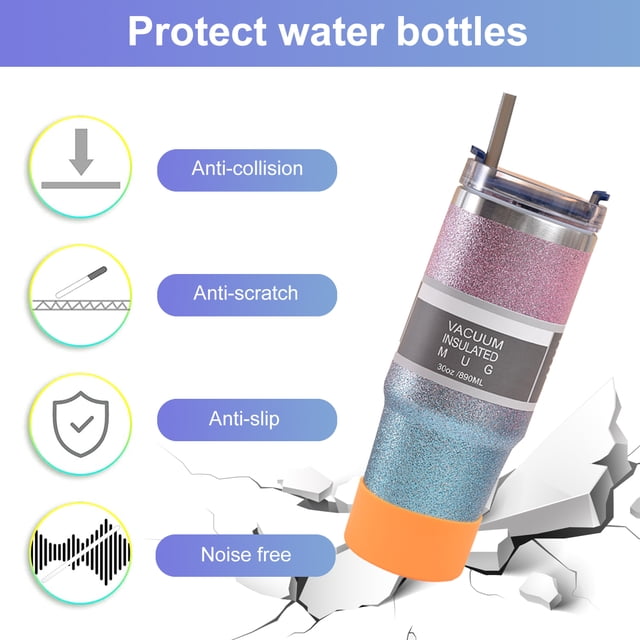 Tapas De Botellas 2 piezas de silicona para taza de agua cubierta protectora anti-escaldado para taza de coche de 40 oz (naranja) Wdftyju Libre de BPA