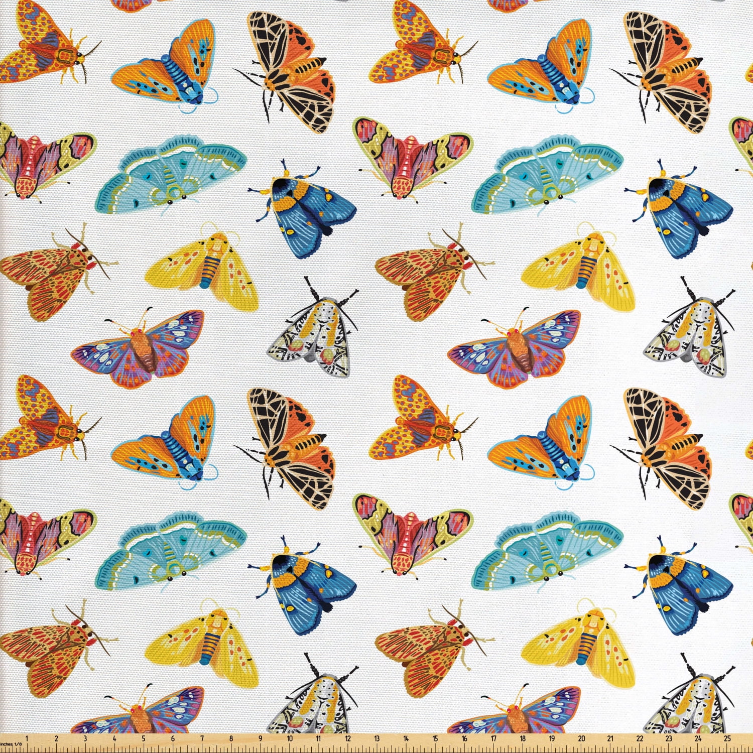 Butterflies Fabric by The Yard, Assortment of Colorful Beetles and