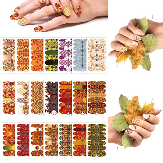 Fiudx Diseño de Uñas con Diseño de Hoja de Arce, Elegantes Pegatinas de Pvc para Uñas, Adhesivo de Larga Duración (2-4 Semanas), Juego de Colores Degradados Vibrantes, Uso Personal En Salones de Bell