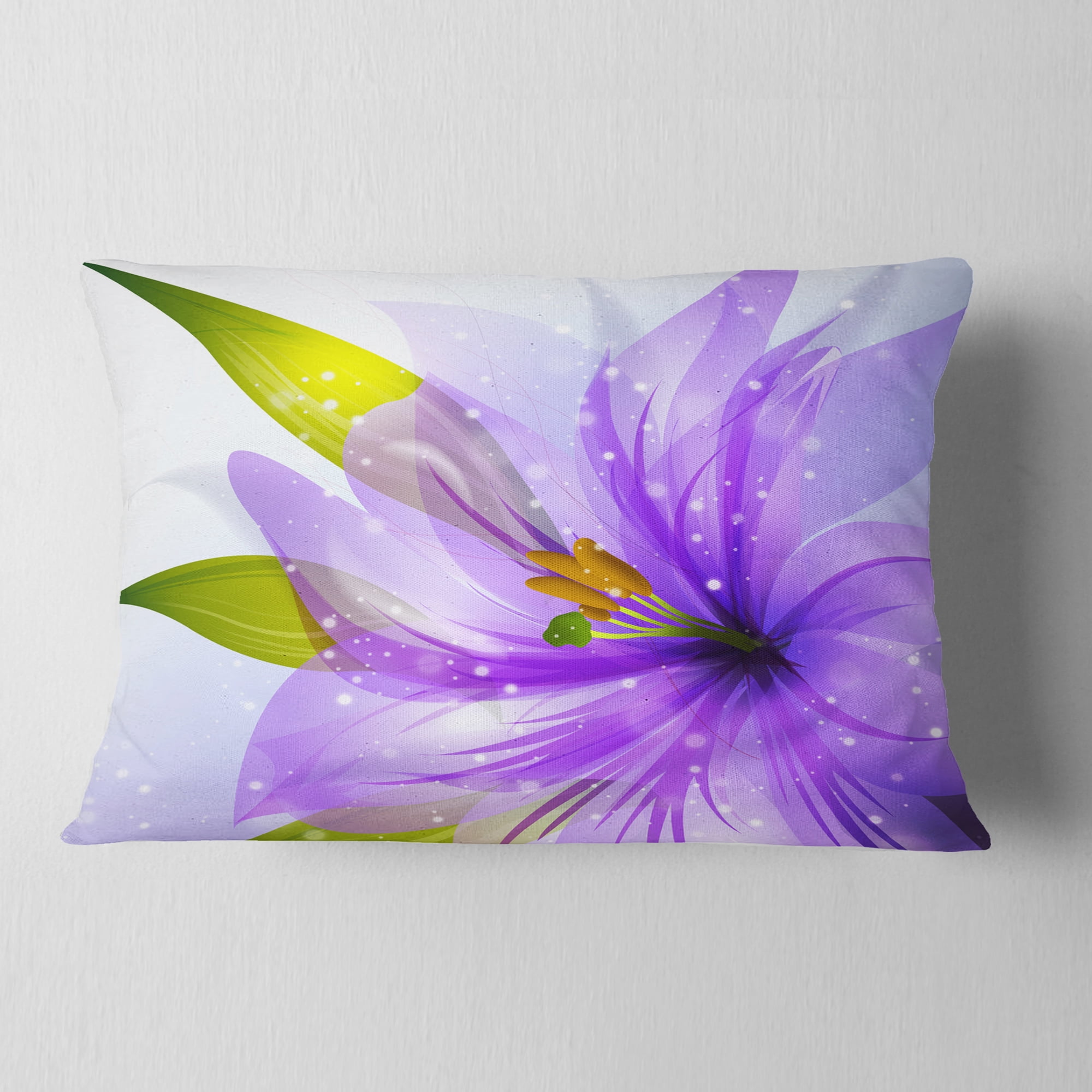 Designart Glowing Lily Flower - Floral Throw Pillow - 12x20
