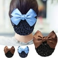 thumbnail image 4 of Bradem Women's Lace Bowknot Hairnet - Pro Bow Barrette, Bun Cover Snood, Headdress Accessories, 4 of 4