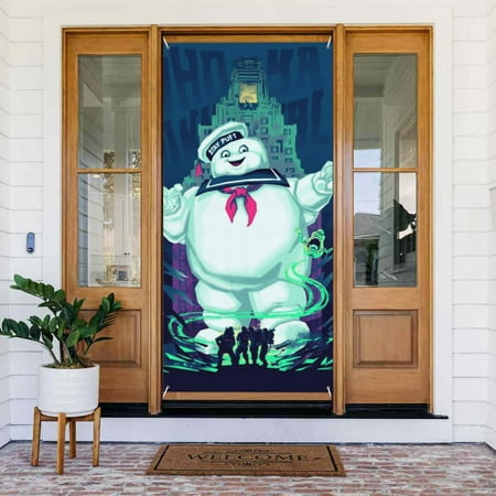 Stay Puft Ghostbusters Door Cover Decorated Banner Tapestry Home Decoration Holiday Party Supplies Door Banner Porch Sign Banner 72.8 x 35.4 Inch