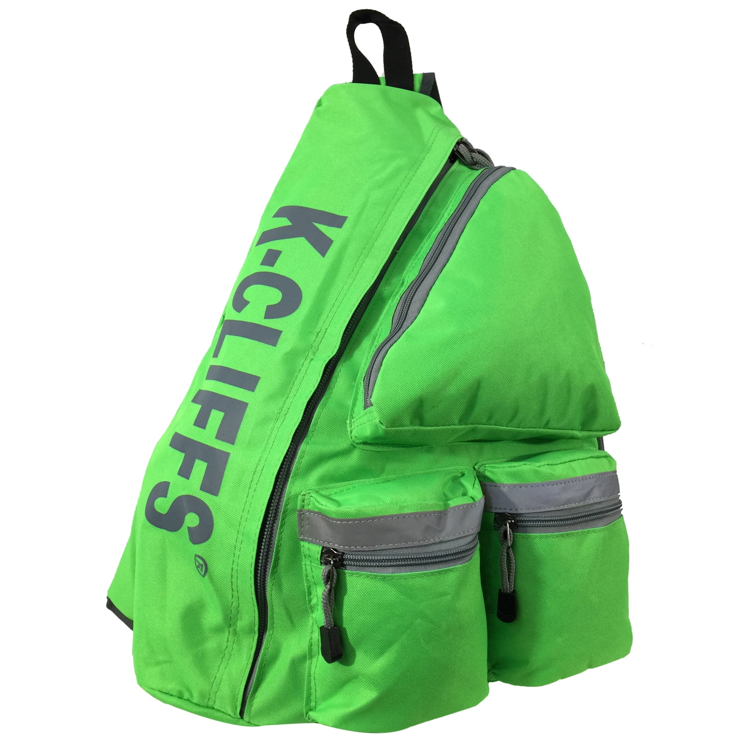 K-Cliffs 20" Unisex Reflective Sling  Student Bookbag, Travel, Daypack , Neon Green