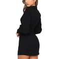thumbnail image 3 of Seyurigaoka Women’s Solid Color Lapel Pleated Button Long Sleeve Skinny Dress, 3 of 5