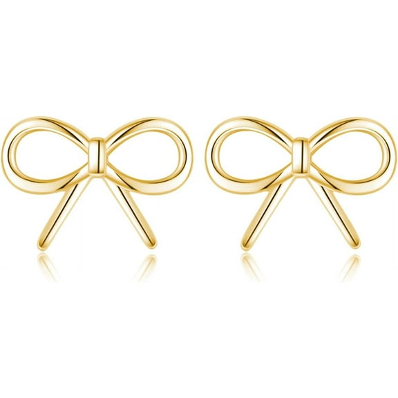 Sterling Silver Bow Stud Earrings for Women Teens Small Bow Stud Earrings Ribbon Earrings