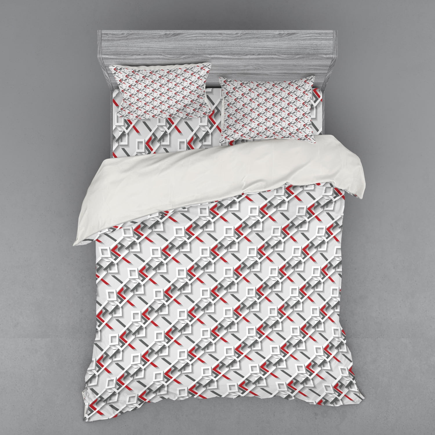 Geometric Duvet Cover Set, Complex Grid Pattern with Modern Design