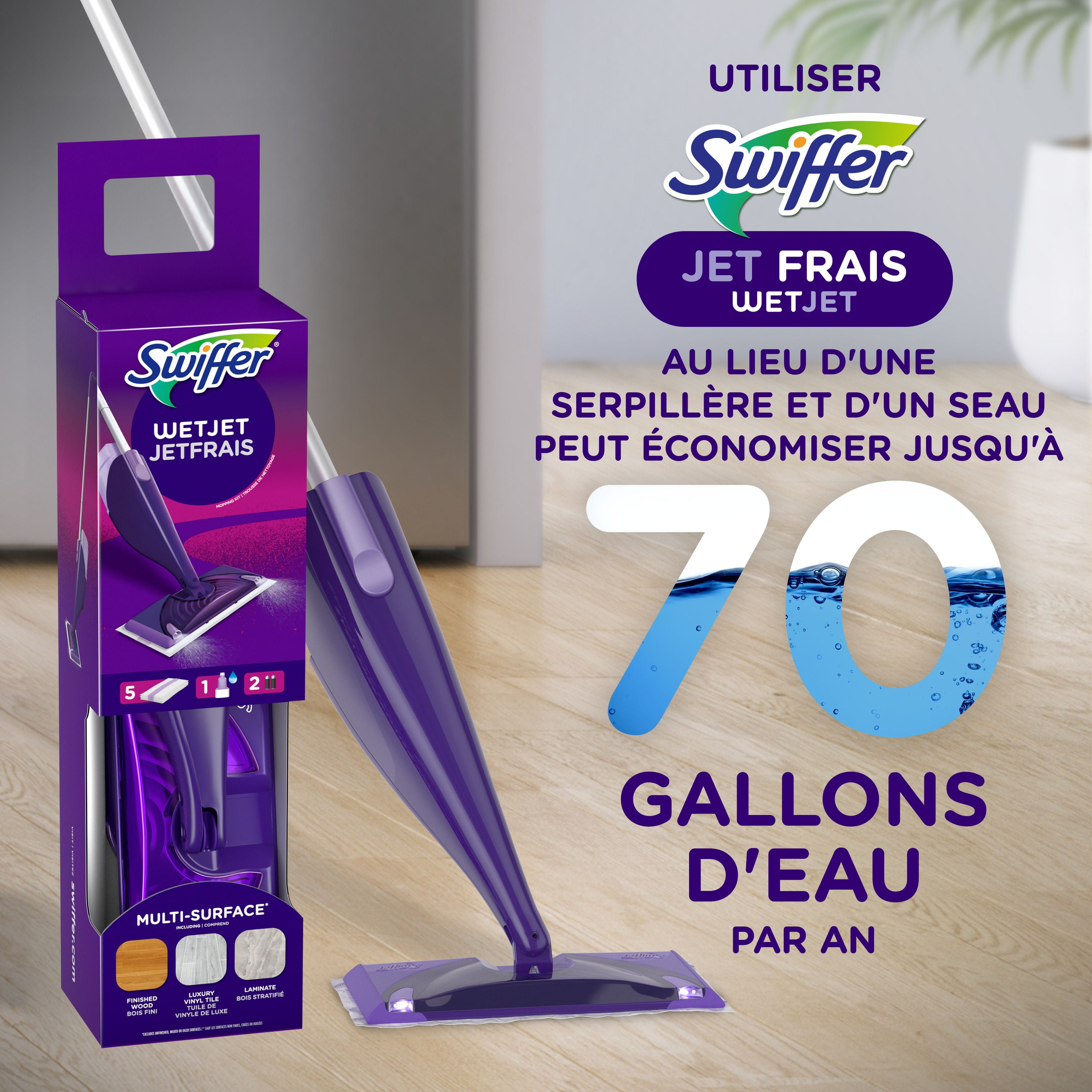 Swiffer WetJet with The Power of Dawn Floor Cleaner, Fresh Scent each, 2.5L