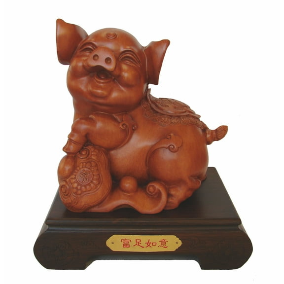 10 Inch Pig Statue w/ Ru Yi for Chinese Lunar Year of Pig