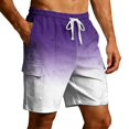 thumbnail image 2 of Cargo Shorts for Men Summer Casual Color Block Tie Dye Elastic Waist Straight Leg Beach Shorts with Pockets, 2 of 6