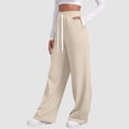 thumbnail image 5 of felwors Women's Casual Fleece Lined High Waist Joggers - Elastic Waistband with Pockets Beige, M, 5 of 7