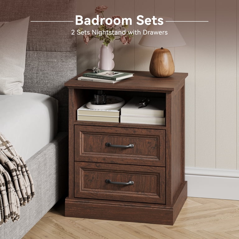 Youtrend 3-pcs Bedroom Furniture Set,55.1 inchFarmhouse Rustic Dressers and Nightstands,6 Drawer Dresser and Nightstand Sets for Bedroom, Modern