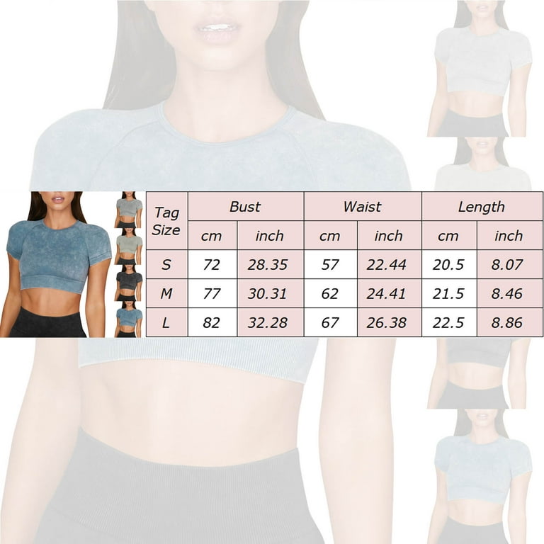 PMUYBHF Strapless Bras for Women Large Bust Product Title: Women's Solid  Color Washed and Frosted Back Vest Round Neck Short Sleeve Sport Bra Womens