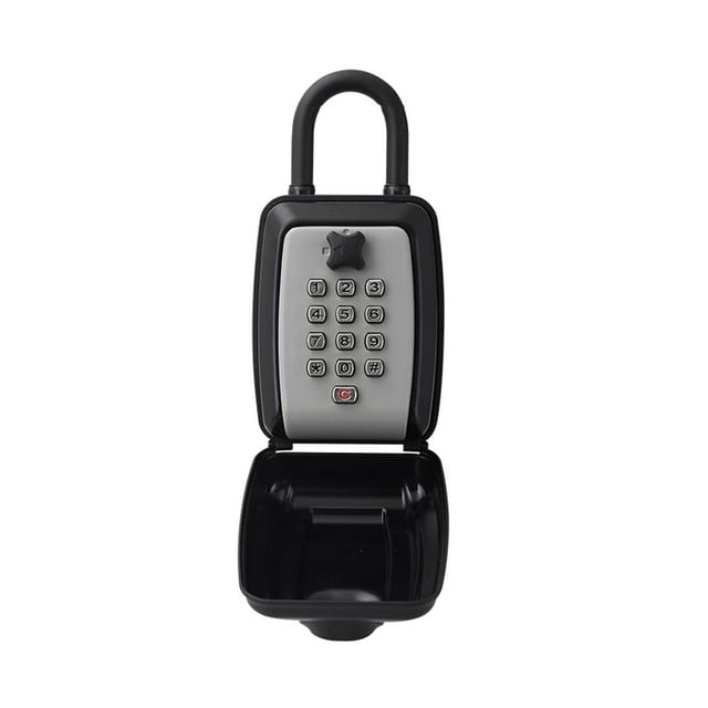 simhoa Hanging House Key Lock Box 12 Digit Combination for Garage, Apartment Sturdy Grey