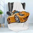 thumbnail image 4 of Cars Soft Flannel Fleece Throw Blanket, Orange Sports Car Fast Racing Roadster Modern Automotive Technology, Cozy Plush for Indoor and Outdoor Use, 50" x 70", Pale Orange Black Grey, by Ambesonne, 4 of 5
