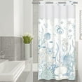 Ikfashoni Ocean Beach Hookless Stall Shower Curtain with Snap in Liner, No Hooks Needed