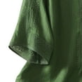thumbnail image 4 of HLKJKLS Winter Clothing For Women Embroidered Round Neck 3/4 Sleeve Retro Casual Solid Color Transparent Cotton Linen Top Green M-3Xl, 4 of 4