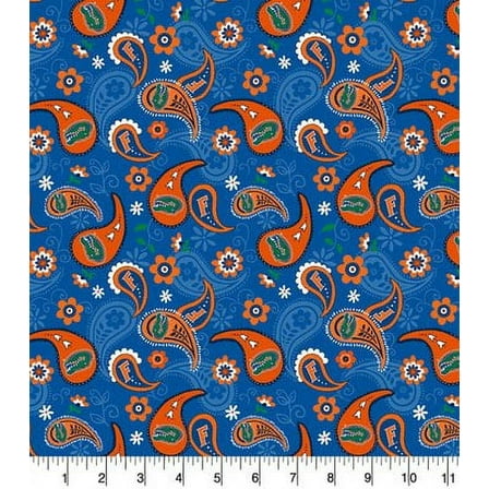 University of Florida Gators Paisely Cotton Fabric-Sold by the Yard