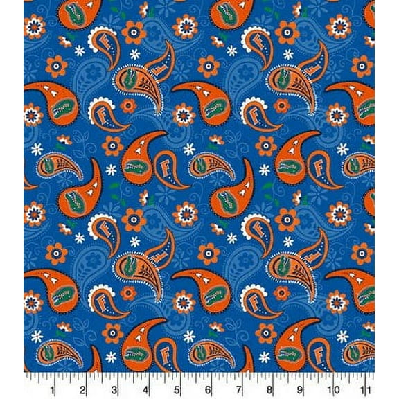 University of Florida Gators Paisely Cotton Fabric-Sold by the Yard