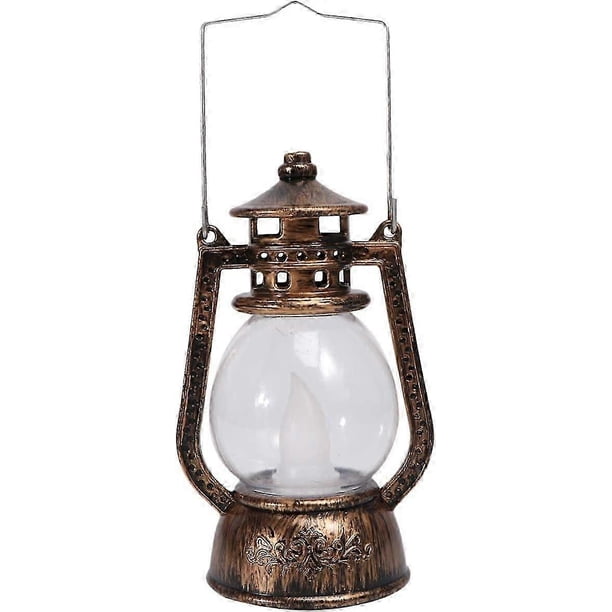 Hurricane Light Portable Battery Powered Storm Light Retro Bronze Oil Lamp for Home Bar Garden Campi