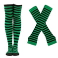 thumbnail image 2 of Kiskick Slimming Striped Winter Socks Gloves Set, 1 Set of Thick Fingerless Gloves and Slimming Striped Christmas Socks Set for School, Soft and Keep Warm with High Elasticity, 2 of 8