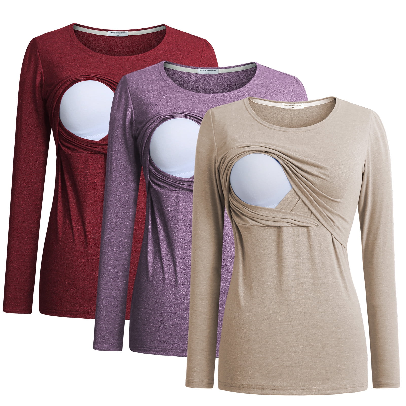 Bearsland Female Long Sleeve Maternity Nursing Top Breastfeeding Shirts