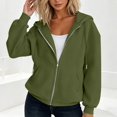 thumbnail image 4 of Women's Drawstring Zip Up Cute Hoodies Fall Jacket Oversized Casual Sweatshirts with Pocket Women's Solid Color Casual Long Sleeve Sweatshirts Fall Spring Track Jackets Travel Trendy Clothes, 4 of 7