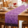 thumbnail image 5 of Purple Geometric Table Runner - 120 Inch Long Ombre Modern Abstract Art Cotton and Linen Blended Dress Scarves Farmhouse Table Runner for Kitchen Dining, Coffee Table, 13" x 120", 5 of 8