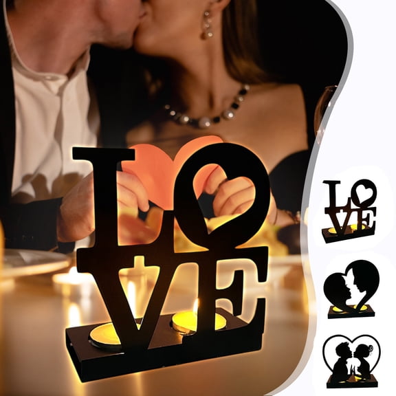 Valentine's Day Vintage Iron Metal Candle Holders Creatives Alphabet Crafts Ornament for Wedding Valentine's Day Decoration Anniversary Couples Gift for Her and Him Love