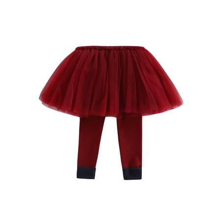 

Toddler Baby Girls Tutu Leggings Mesh Tulle Patchwork Ruffle Skirted Pants for Party Performance Wear