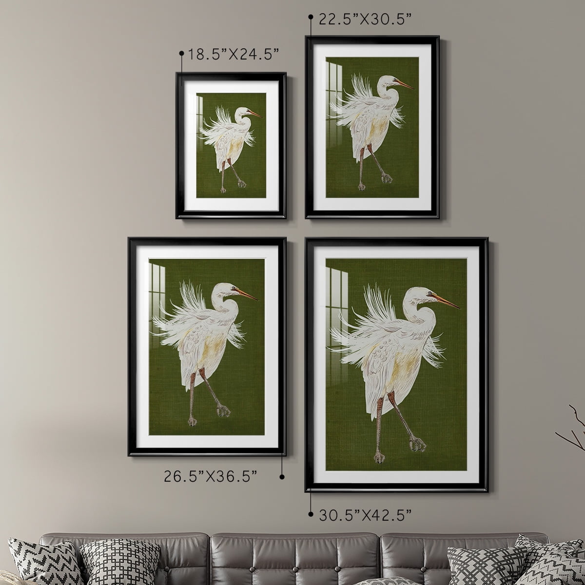 Wexford Home Heron Plumage I Premium Framed Print, 26.5" x 36.5" - Ready to Hang, Black (Set of 2)
