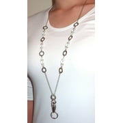 Crystal and Rings Fashion Lanyard Necklace, Women's super strong chain lanyard for ID badge holder, Keys, Cruise 34" long