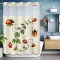 thumbnail image 6 of No Hook Shower Curtains with Snap-in Liner Set, Ladybugs Eucalyptus Waterproof Hotel Style Bathroom Shower Curtain, Spring Botanical Leaves Green Breathable Mesh Top Window Bath Curtains 72''x84'', 6 of 9