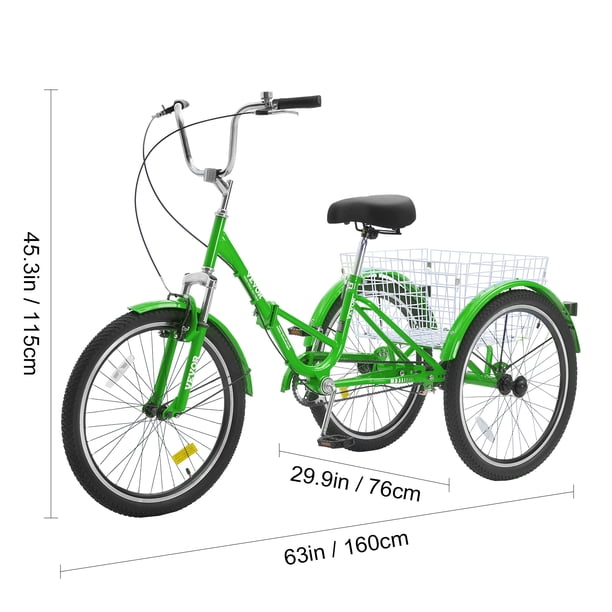 Triciclo De 20 Pulgadas Para Adultos Con Asiento Plegable Para Niño Y Cesta De Compra - 1 Velocidad, 3 Ruedas, Capacidad 120 Kg, Manillar Y Sillín Ajustables, Ideal Para Mayores Y Compras