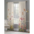thumbnail image 4 of Watercolor Flowers Sheer Curtains 84 Inch Length 2 Panels Set, Spring Daisy Floral Butterflly Beige Voile Window Treatment Rod Pocket Curtains Sheers Drapes for Bedroom/Living Room/Kitchen 52"x84"x2, 4 of 7