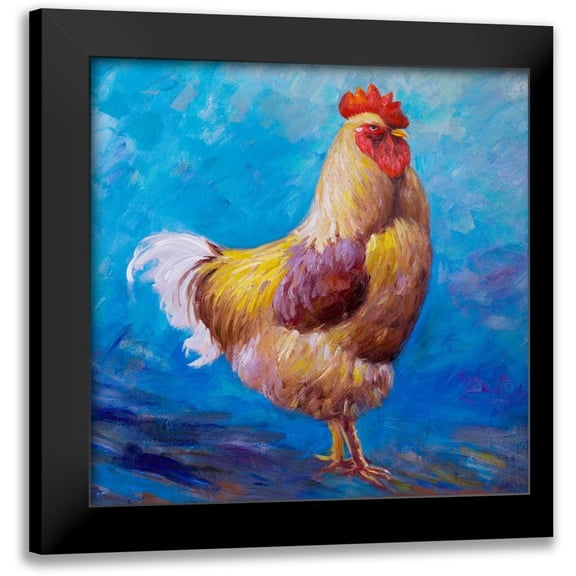 Atelier B Art Studio 12x12 Black Modern Framed Museum Art Print Titled - Beautiful Rooster