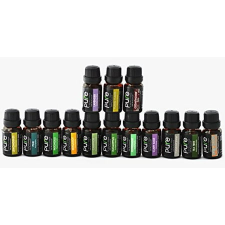 Premium 14 Pure Essential Oils Variety Pack (FRANKINCENSE, PATCHOULI, CLARY SAGE, BERGAMOT, LAVENDER, YLANG YLANG, CAMPHOR, CEDARWOOD, PINE, TEA TREE, LEMONGRASS, ORANGE, EUCALYPTUS, &